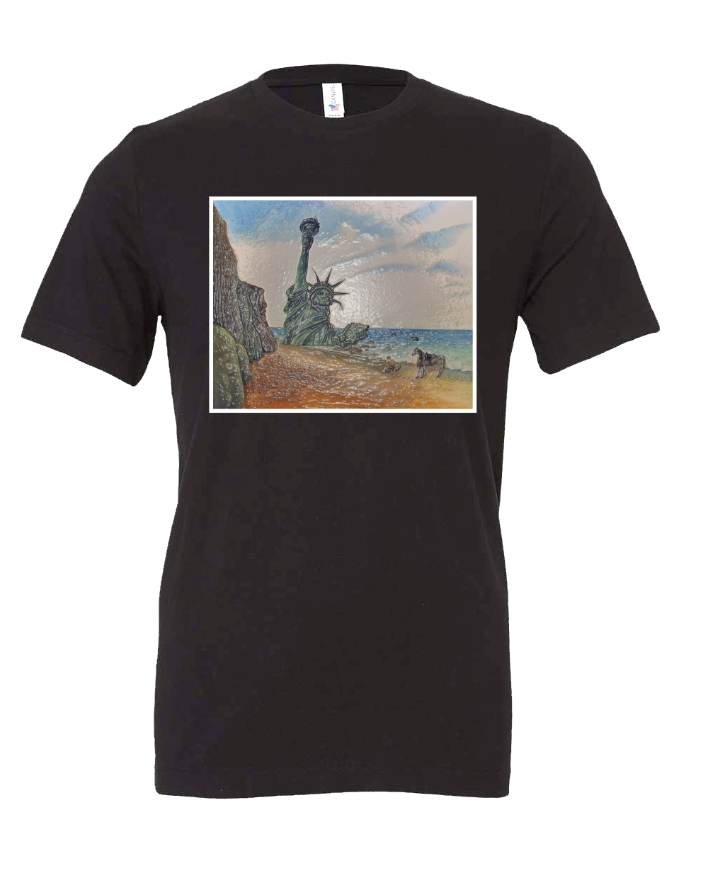 Planet of the Apes Beach scene Statue of liberty T-shirt